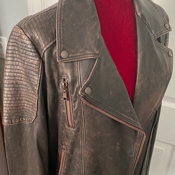 Wilson Women's dark brown Leather moto Jacket sz XL - Picture 4 of 8